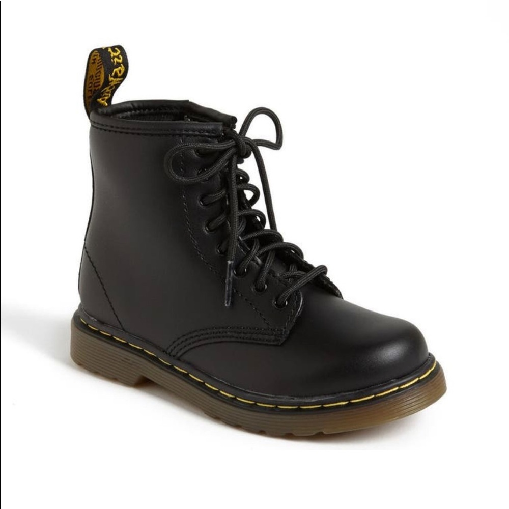 Dr. Martens black leather lace up boots